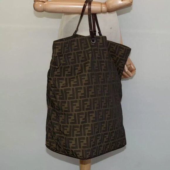 FENDI Zucca Canvas Hand Bag Brown Black Auth - Picture 1 of 16